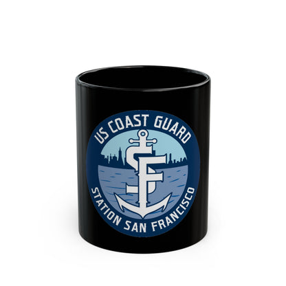 USCG Station San Francisco (U.S. Coast Guard) Black Coffee Mug-11oz-The Sticker Space