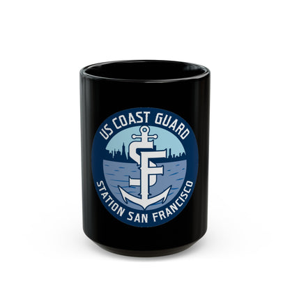 USCG Station San Francisco (U.S. Coast Guard) Black Coffee Mug-15oz-The Sticker Space