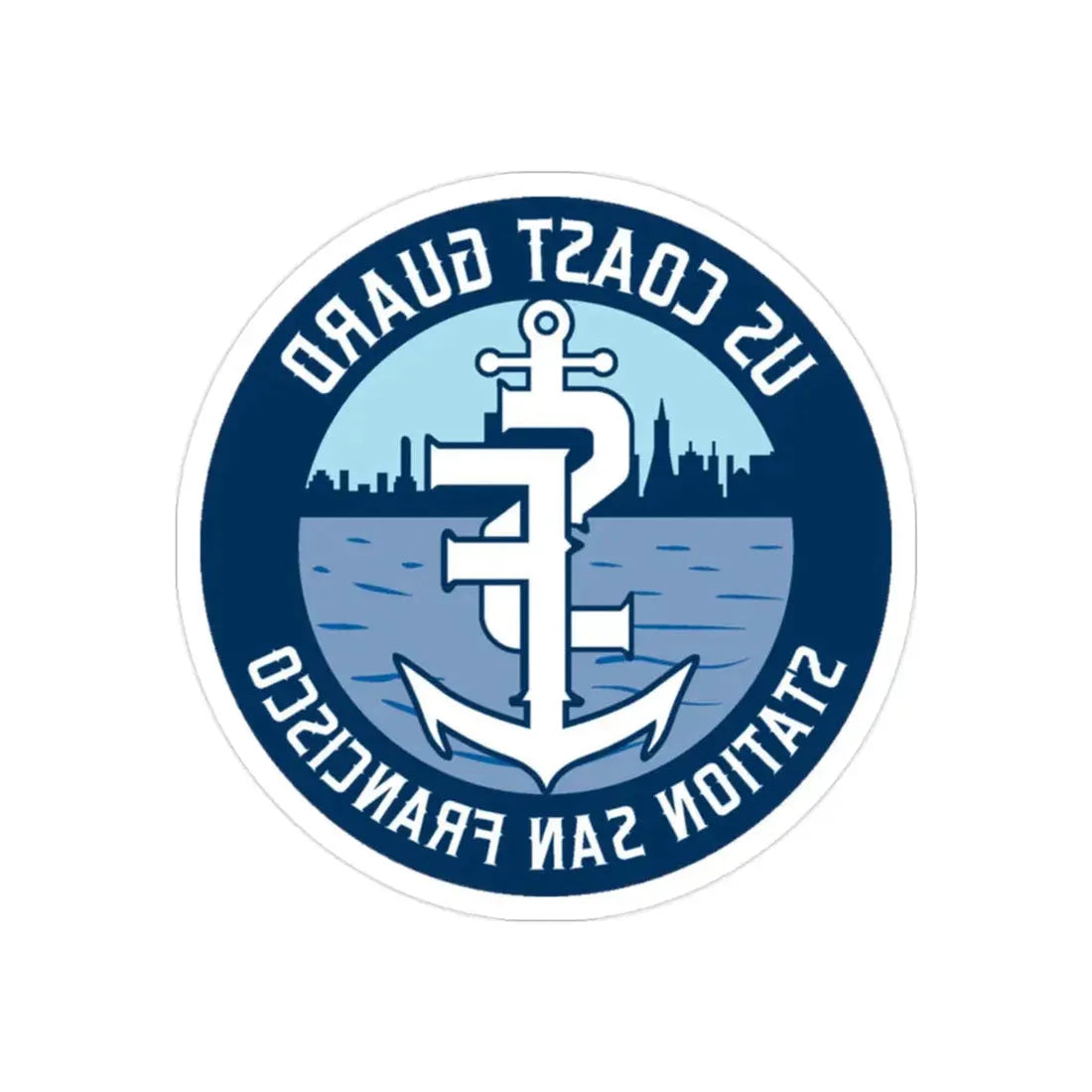 USCG Station San Francisco (U.S. Coast Guard) REVERSE PRINT Transparent Die-Cut STICKER 2 Inch Die-Cut Transparent - The Sticker Space