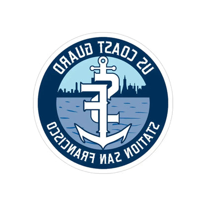 USCG Station San Francisco (U.S. Coast Guard) REVERSE PRINT Transparent Die-Cut STICKER 3 Inch Die-Cut Transparent - The Sticker Space
