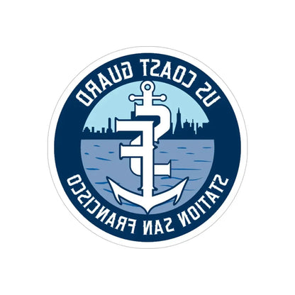 USCG Station San Francisco (U.S. Coast Guard) REVERSE PRINT Transparent Die-Cut STICKER 6 Inch Die-Cut Transparent - The Sticker Space