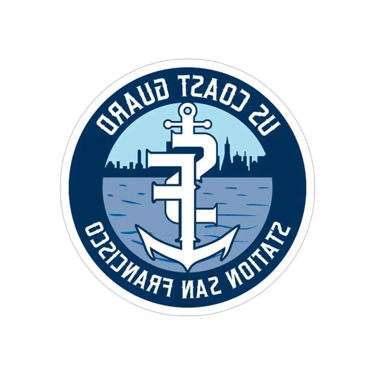 USCG Station San Francisco (U.S. Coast Guard) REVERSE PRINT Transparent Die-Cut STICKER 6 Inch Die-Cut Transparent - The Sticker Space