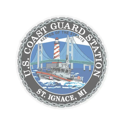 USCG Station St Ignace MI (U.S. Coast Guard) STICKER Vinyl Kiss-Cut Decal 3 Inch Transparent - The Sticker Space