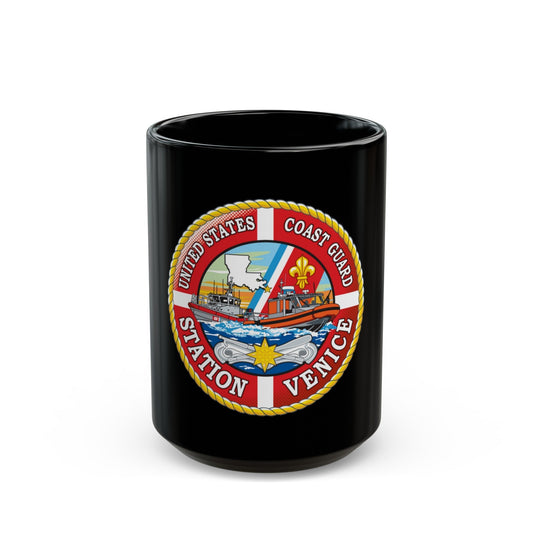 USCG Station Venice (U.S. Coast Guard) Black Coffee Mug-15oz-The Sticker Space