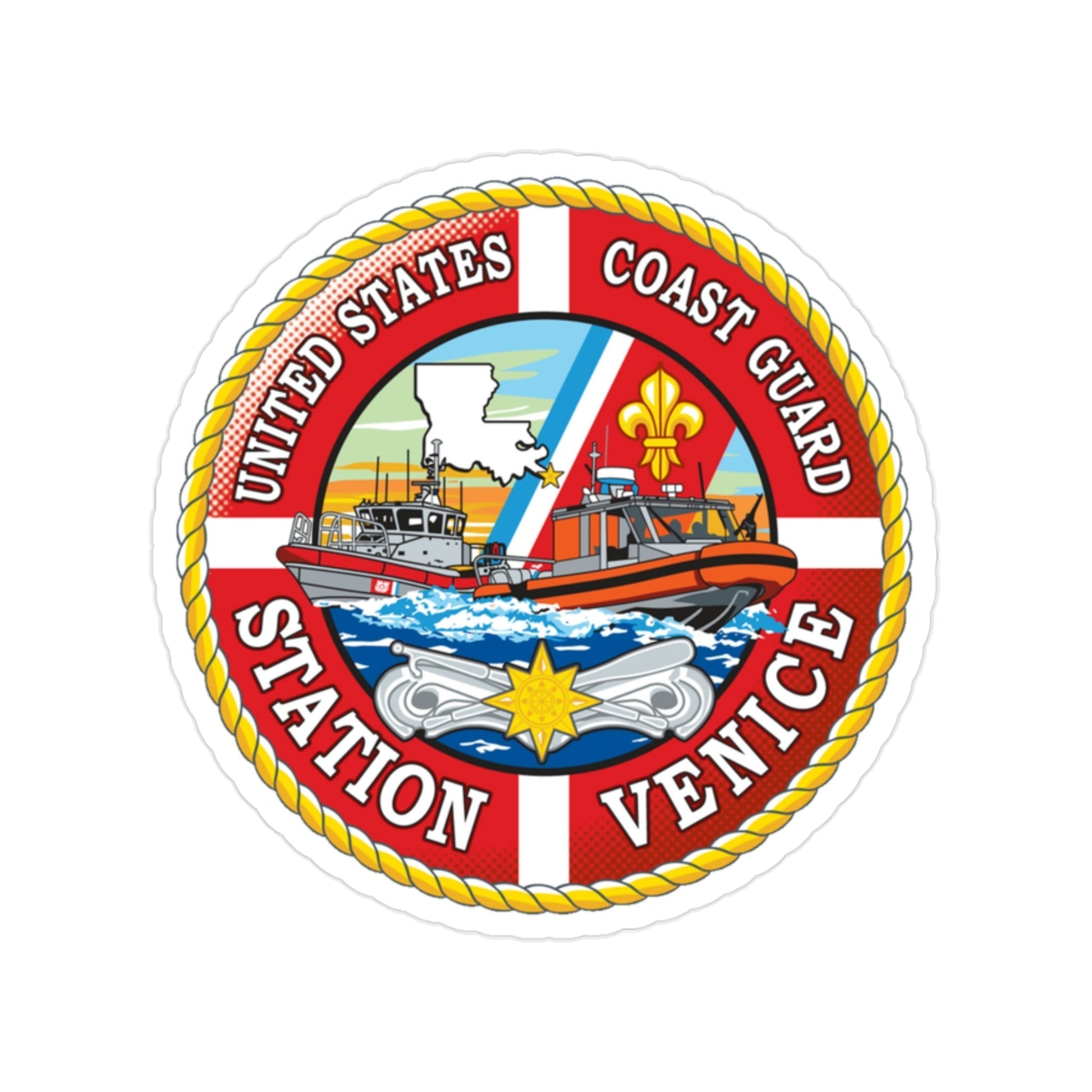 USCG Station Venice (U.S. Coast Guard) Transparent STICKER Die-Cut Vinyl Decal-2 Inch-The Sticker Space