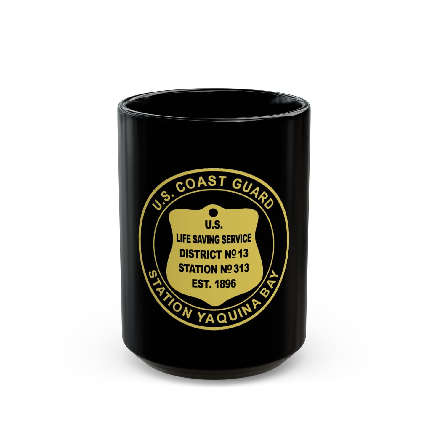 USCG Station Yaquina Bay (U.S. Coast Guard) Black Coffee Mug-15oz-The Sticker Space