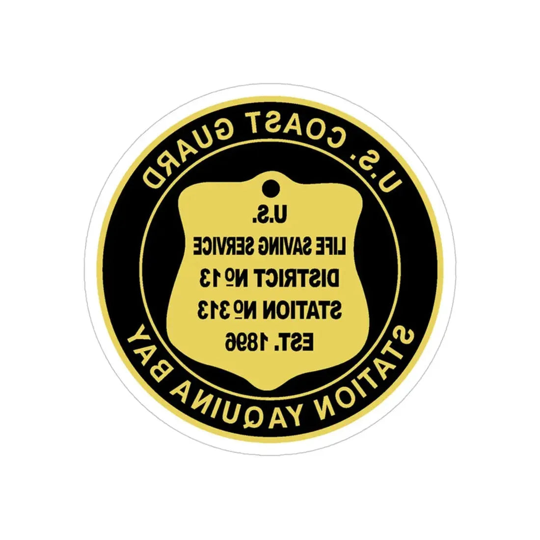 USCG Station Yaquina Bay (U.S. Coast Guard) REVERSE PRINT Transparent Die-Cut STICKER 4 Inch Die-Cut Transparent - The Sticker Space