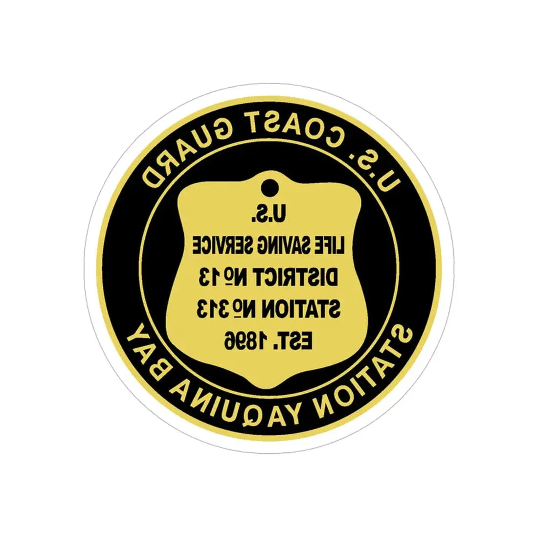 USCG Station Yaquina Bay (U.S. Coast Guard) REVERSE PRINT Transparent Die-Cut STICKER 5 Inch Die-Cut Transparent - The Sticker Space