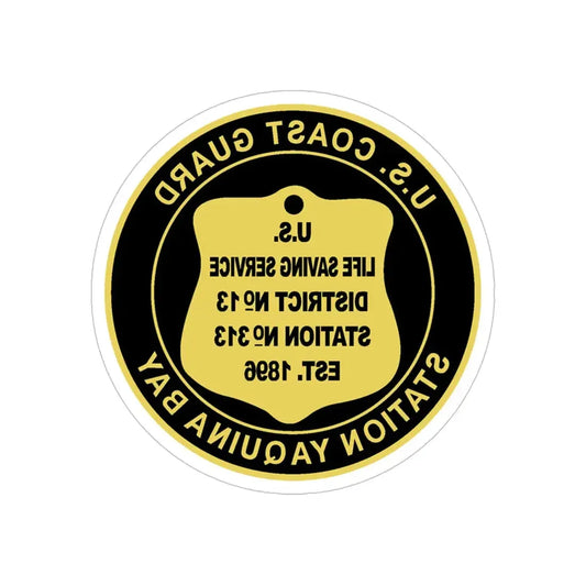 USCG Station Yaquina Bay (U.S. Coast Guard) REVERSE PRINT Transparent Die-Cut STICKER 6 Inch Die-Cut Transparent - The Sticker Space