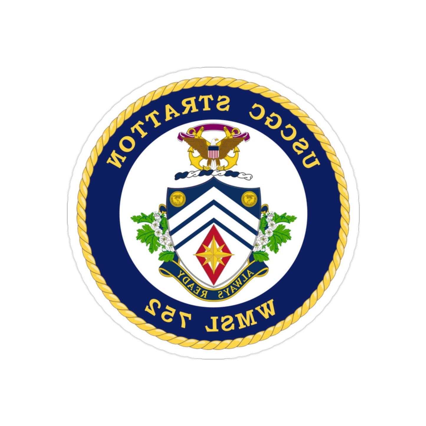 USCG Stratton WMSL 752 (U.S. Coast Guard) REVERSE PRINT Transparent STICKER-2 Inch-The Sticker Space