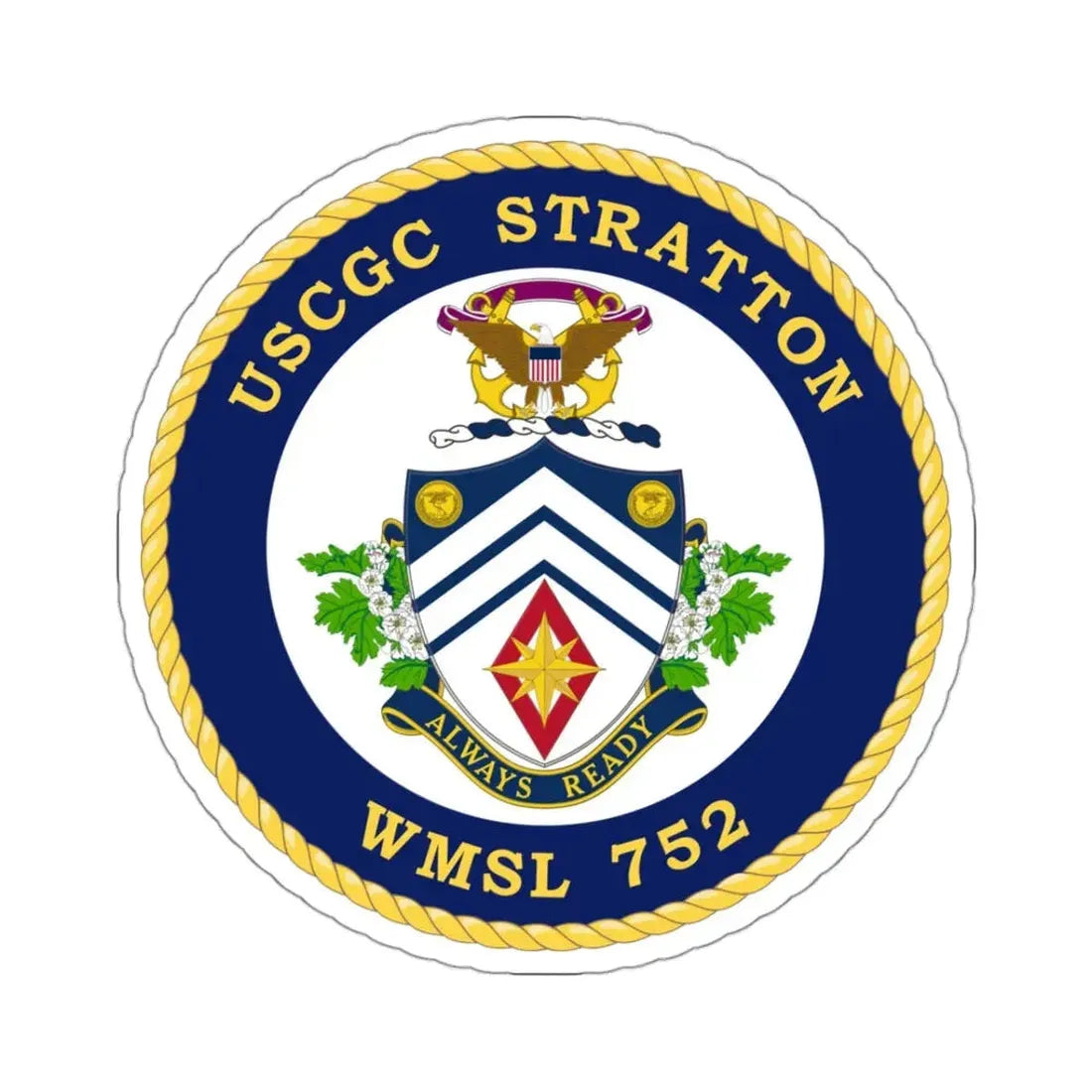 USCG Stratton WMSL 752 (U.S. Coast Guard) STICKER Vinyl Kiss-Cut Decal 3 Inch White - The Sticker Space