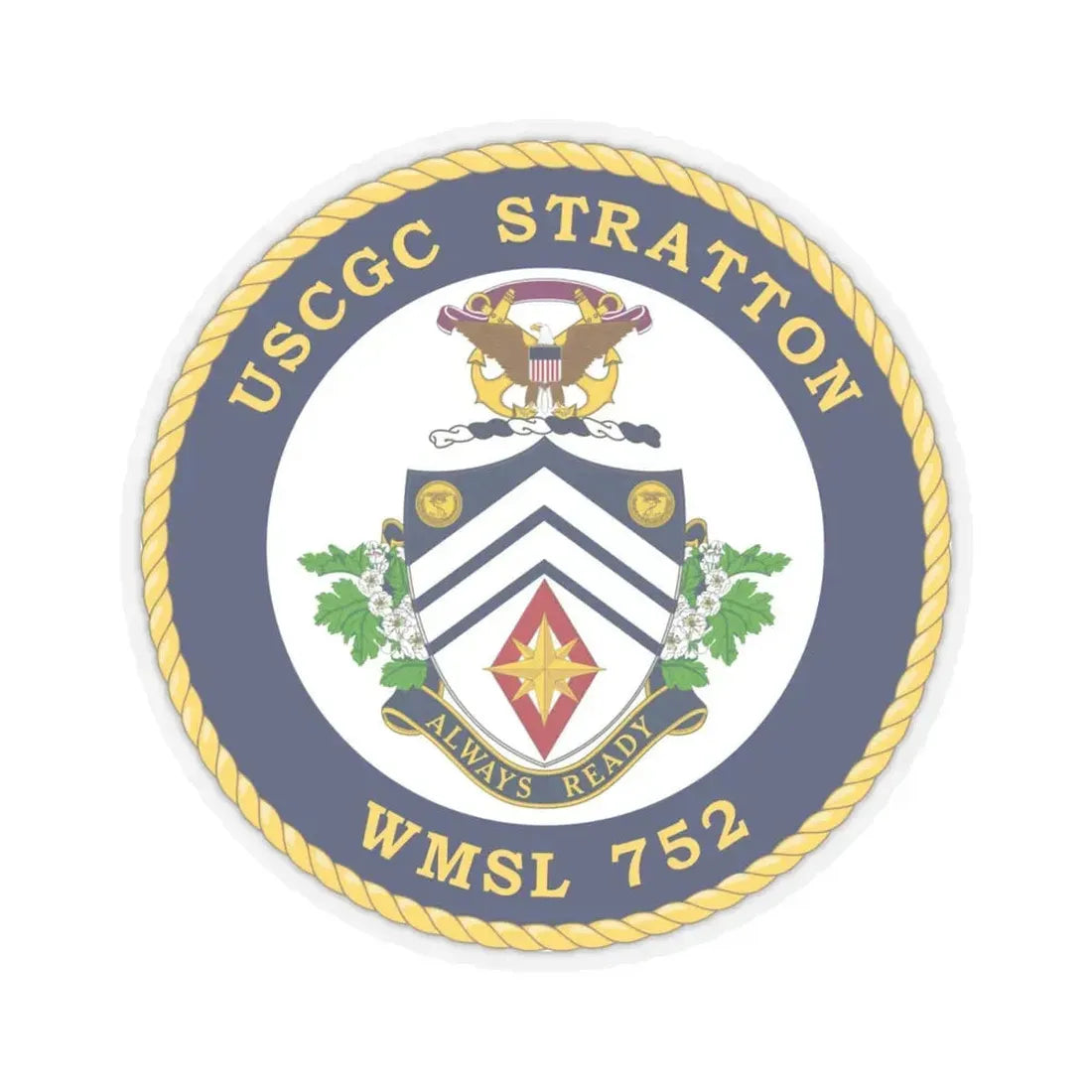 USCG Stratton WMSL 752 (U.S. Coast Guard) STICKER Vinyl Kiss-Cut Decal 4 Inch Transparent - The Sticker Space