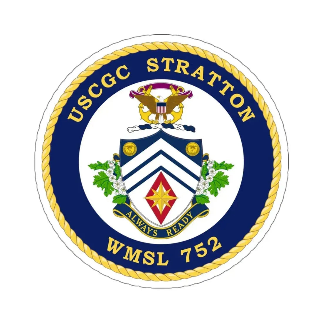 USCG Stratton WMSL 752 (U.S. Coast Guard) STICKER Vinyl Kiss-Cut Decal 4 Inch White - The Sticker Space
