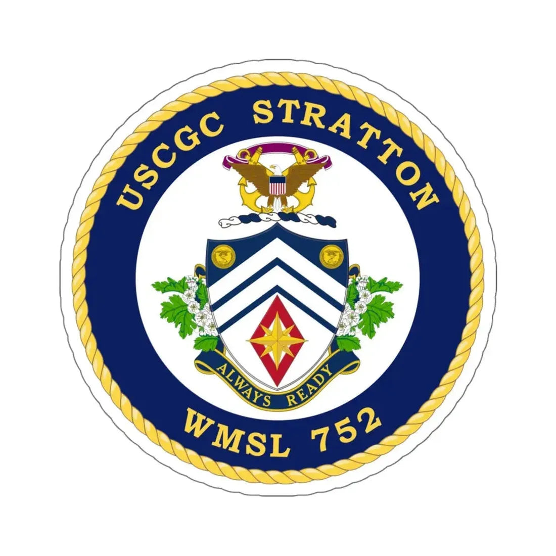 USCG Stratton WMSL 752 (U.S. Coast Guard) STICKER Vinyl Kiss-Cut Decal 6 Inch White - The Sticker Space