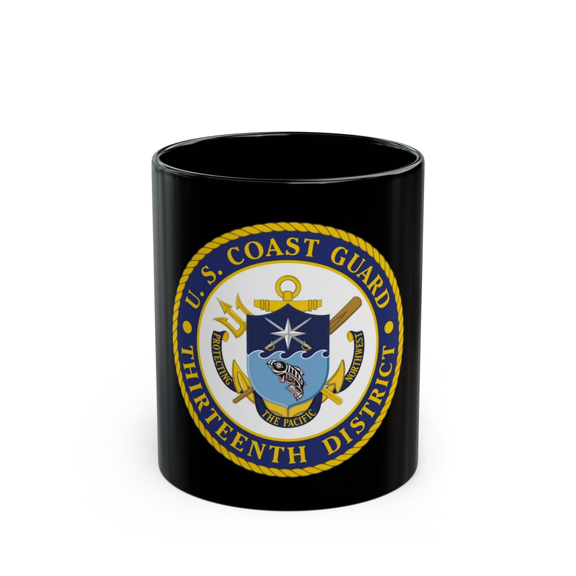 USCG Thirteenth District (U.S. Coast Guard) Black Coffee Mug-11oz-The Sticker Space