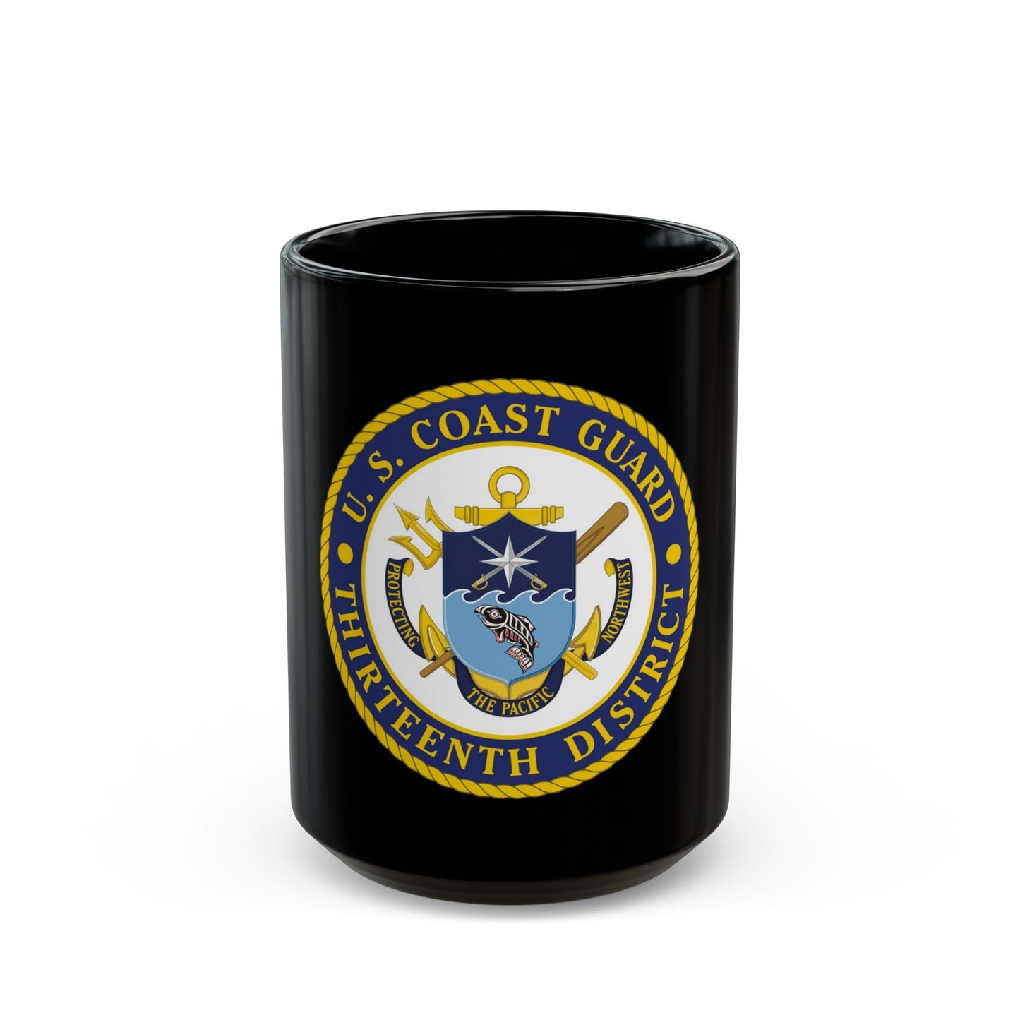 USCG Thirteenth District (U.S. Coast Guard) Black Coffee Mug-15oz-The Sticker Space