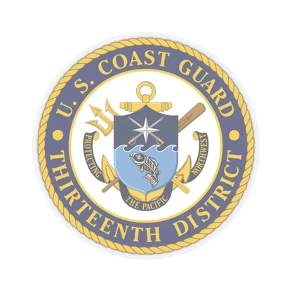 USCG Thirteenth District (U.S. Coast Guard) STICKER Vinyl Kiss-Cut Decal 2 Inch Transparent - The Sticker Space
