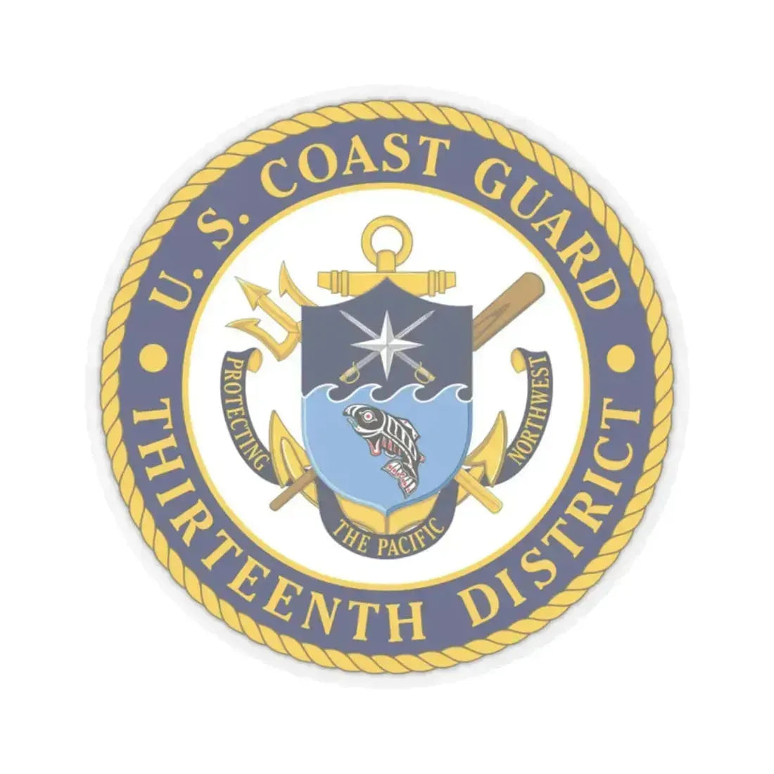 USCG Thirteenth District (U.S. Coast Guard) STICKER Vinyl Kiss-Cut Decal 2 Inch Transparent - The Sticker Space