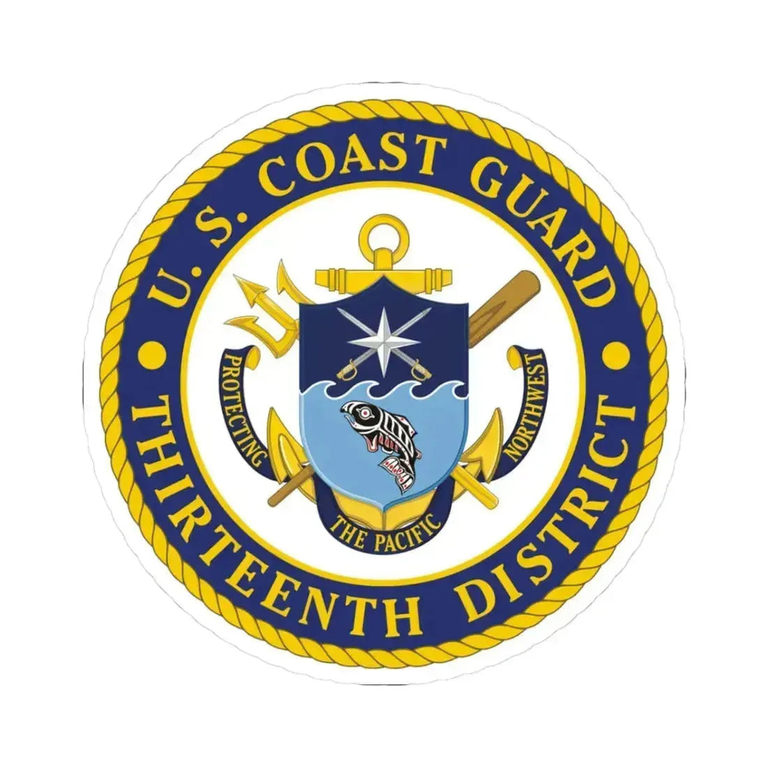 USCG Thirteenth District (U.S. Coast Guard) STICKER Vinyl Kiss-Cut Decal 3 Inch White - The Sticker Space
