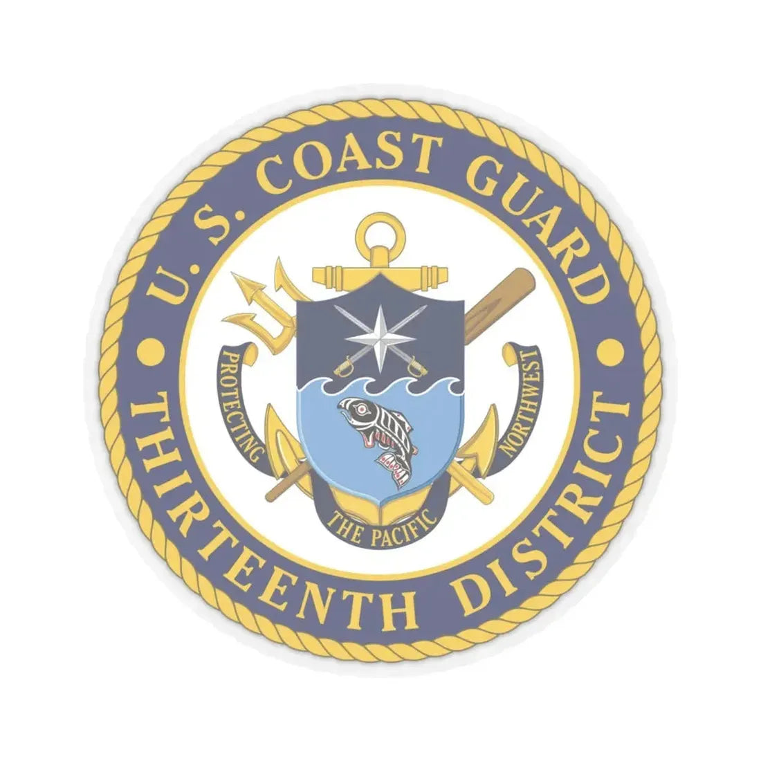 USCG Thirteenth District (U.S. Coast Guard) STICKER Vinyl Kiss-Cut Decal 4 Inch Transparent - The Sticker Space