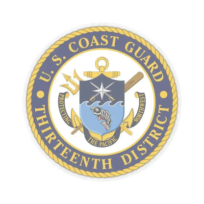 USCG Thirteenth District (U.S. Coast Guard) STICKER Vinyl Kiss-Cut Decal 4 Inch Transparent - The Sticker Space