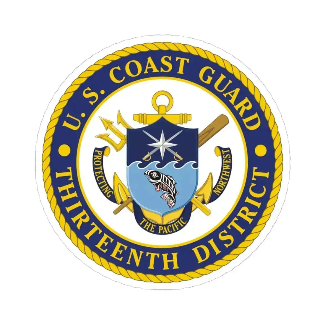 USCG Thirteenth District (U.S. Coast Guard) STICKER Vinyl Kiss-Cut Decal 4 Inch White - The Sticker Space