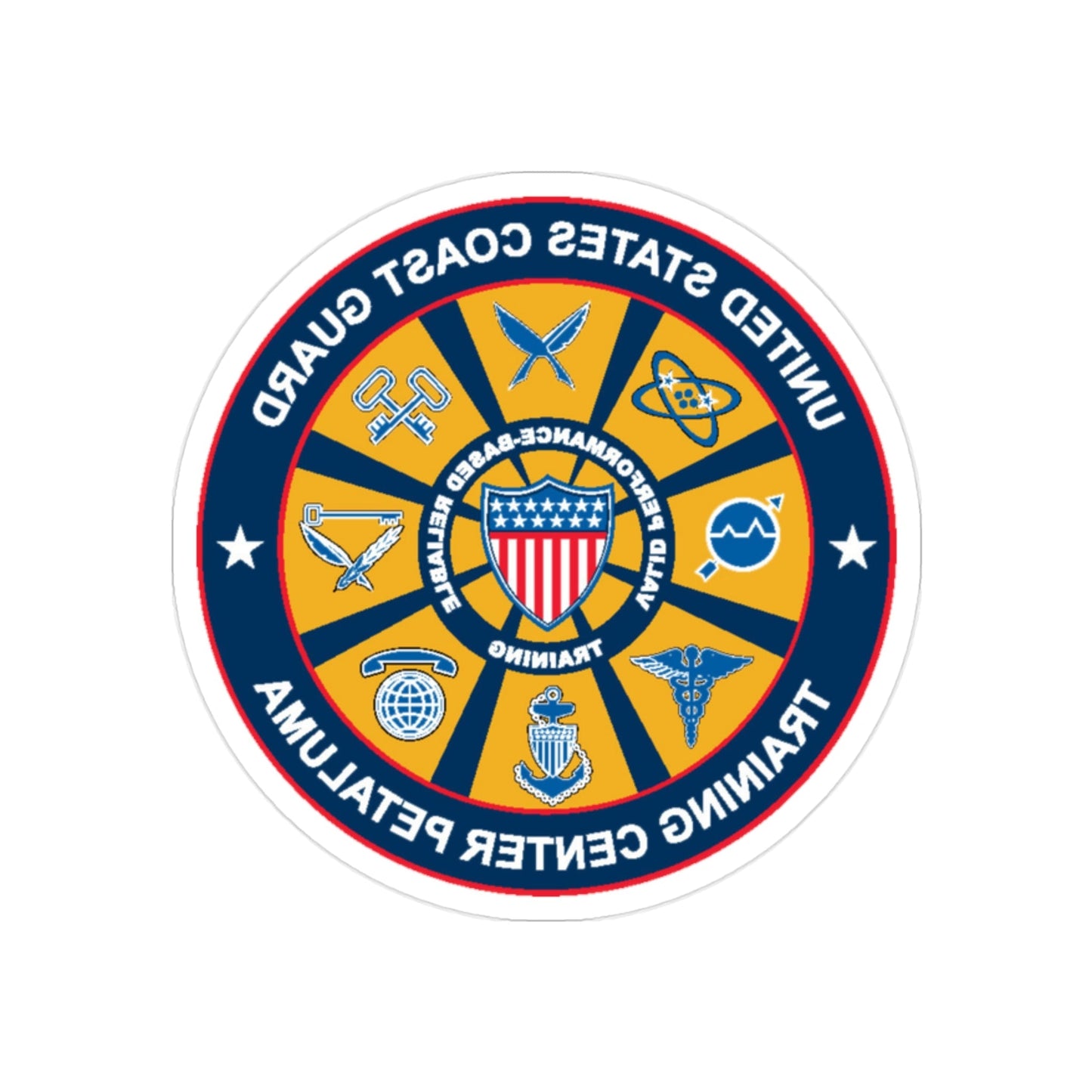 USCG Training Center Petaluma (U.S. Coast Guard) REVERSE PRINT Transparent STICKER-2 Inch-The Sticker Space