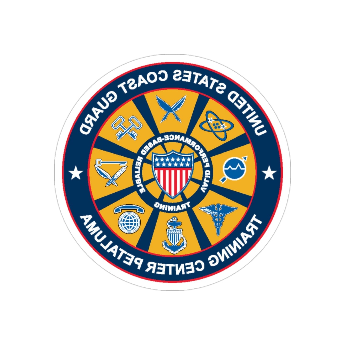 USCG Training Center Petaluma (U.S. Coast Guard) REVERSE PRINT Transparent STICKER-3 Inch-The Sticker Space