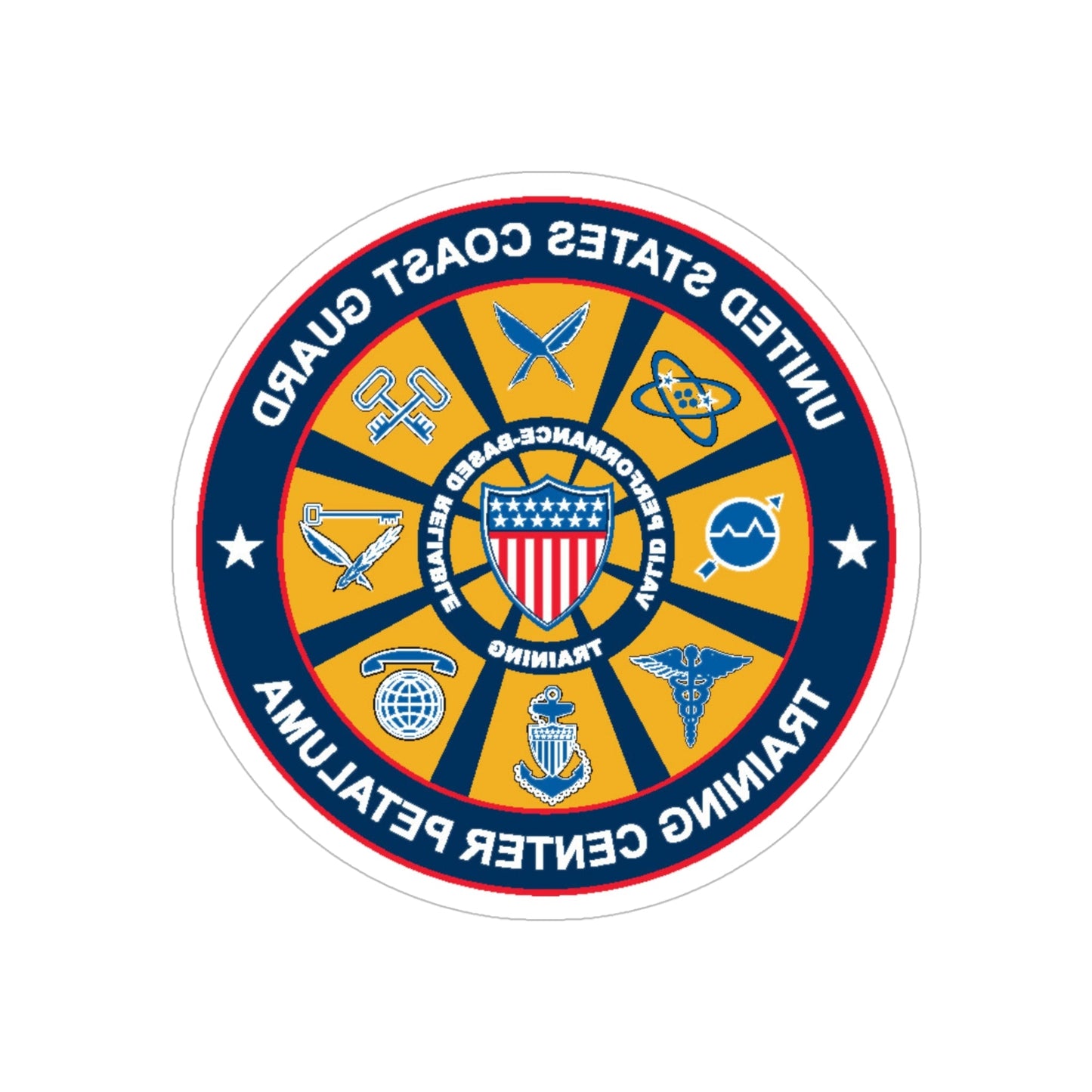 USCG Training Center Petaluma (U.S. Coast Guard) REVERSE PRINT Transparent STICKER-5 Inch-The Sticker Space