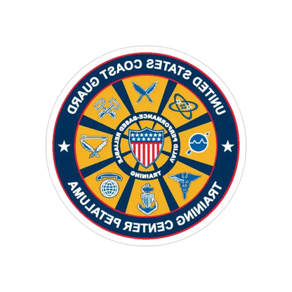USCG Training Center Petaluma (U.S. Coast Guard) REVERSE PRINT Transparent Die-Cut STICKER 3 Inch Die-Cut Transparent - The Sticker Space