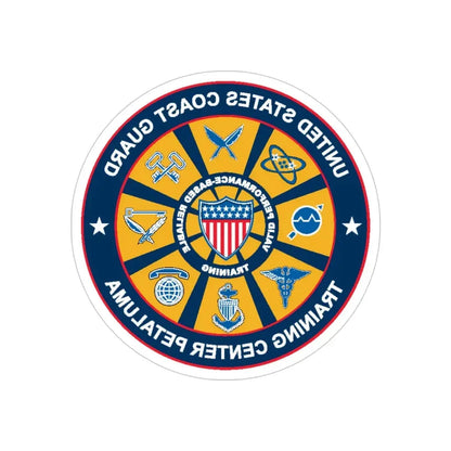 USCG Training Center Petaluma (U.S. Coast Guard) REVERSE PRINT Transparent Die-Cut STICKER 4 Inch Die-Cut Transparent - The Sticker Space