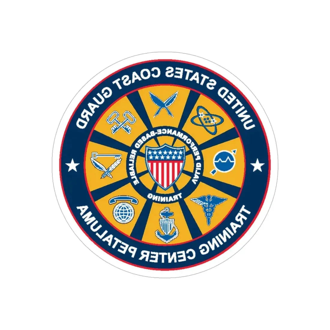 USCG Training Center Petaluma (U.S. Coast Guard) REVERSE PRINT Transparent Die-Cut STICKER 6 Inch Die-Cut Transparent - The Sticker Space