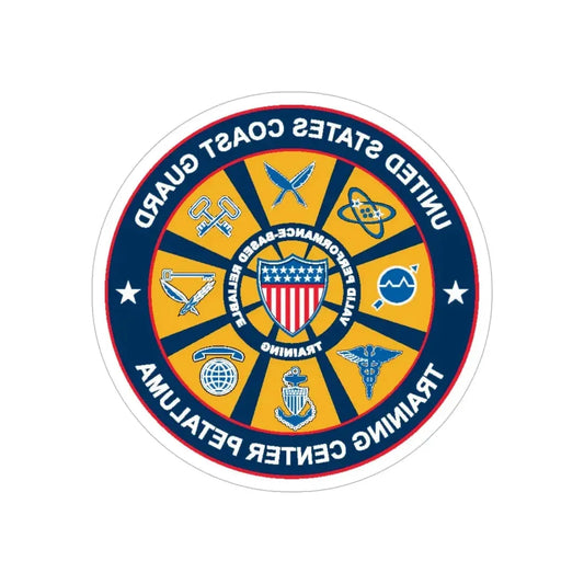 USCG Training Center Petaluma (U.S. Coast Guard) REVERSE PRINT Transparent Die-Cut STICKER 6 Inch Die-Cut Transparent - The Sticker Space