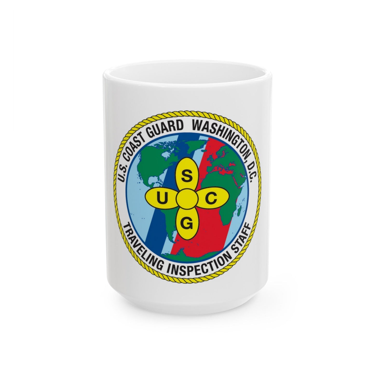 USCG Washington DC Traveling Inspection Staff (U.S. Coast Guard) White Coffee Mug-15oz-The Sticker Space