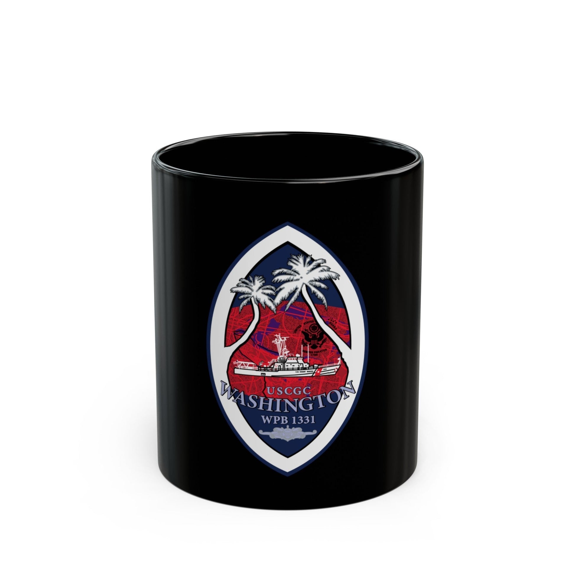 USCG Washington WPB 1331 (U.S. Coast Guard) Black Coffee Mug-11oz-The Sticker Space