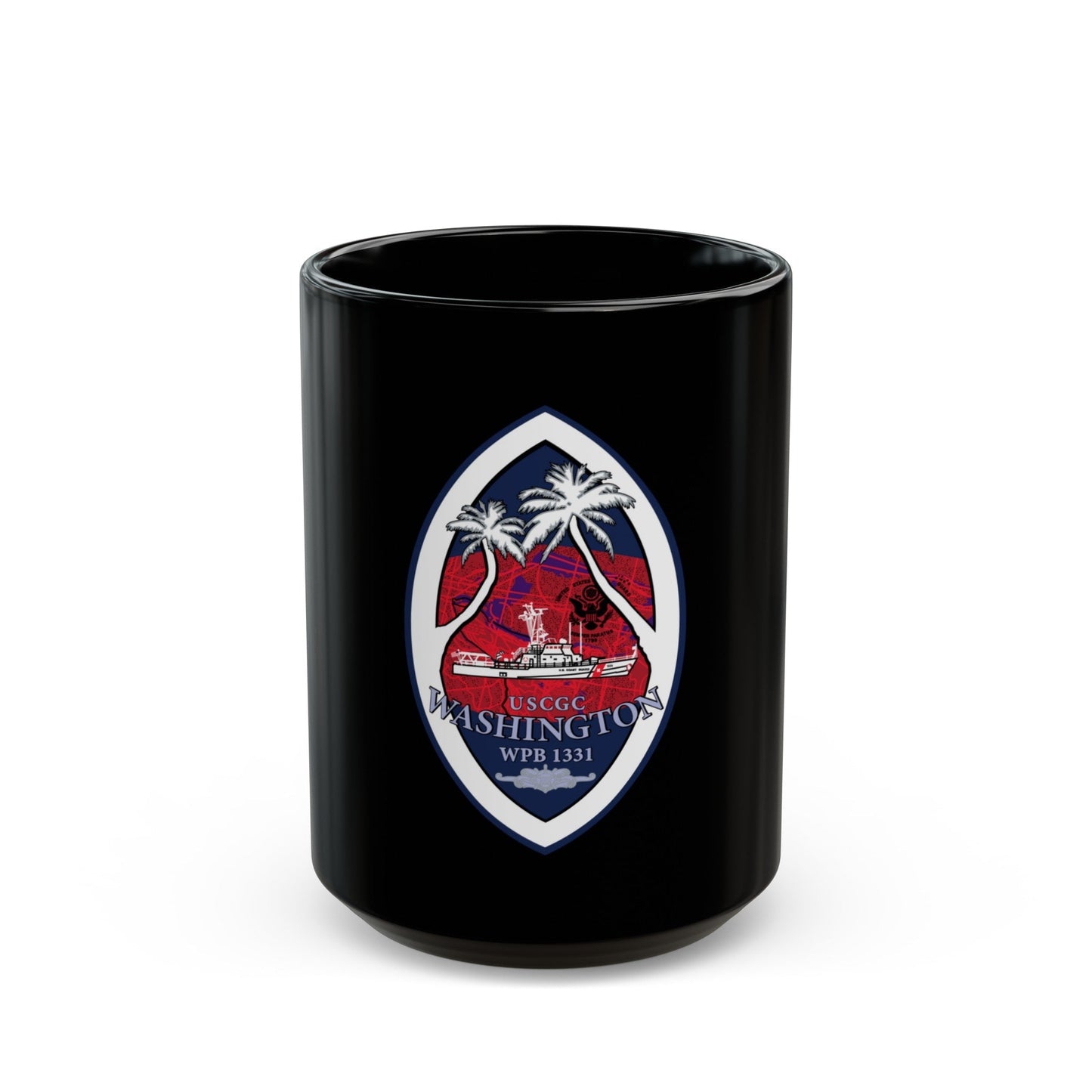 USCG Washington WPB 1331 (U.S. Coast Guard) Black Coffee Mug-15oz-The Sticker Space