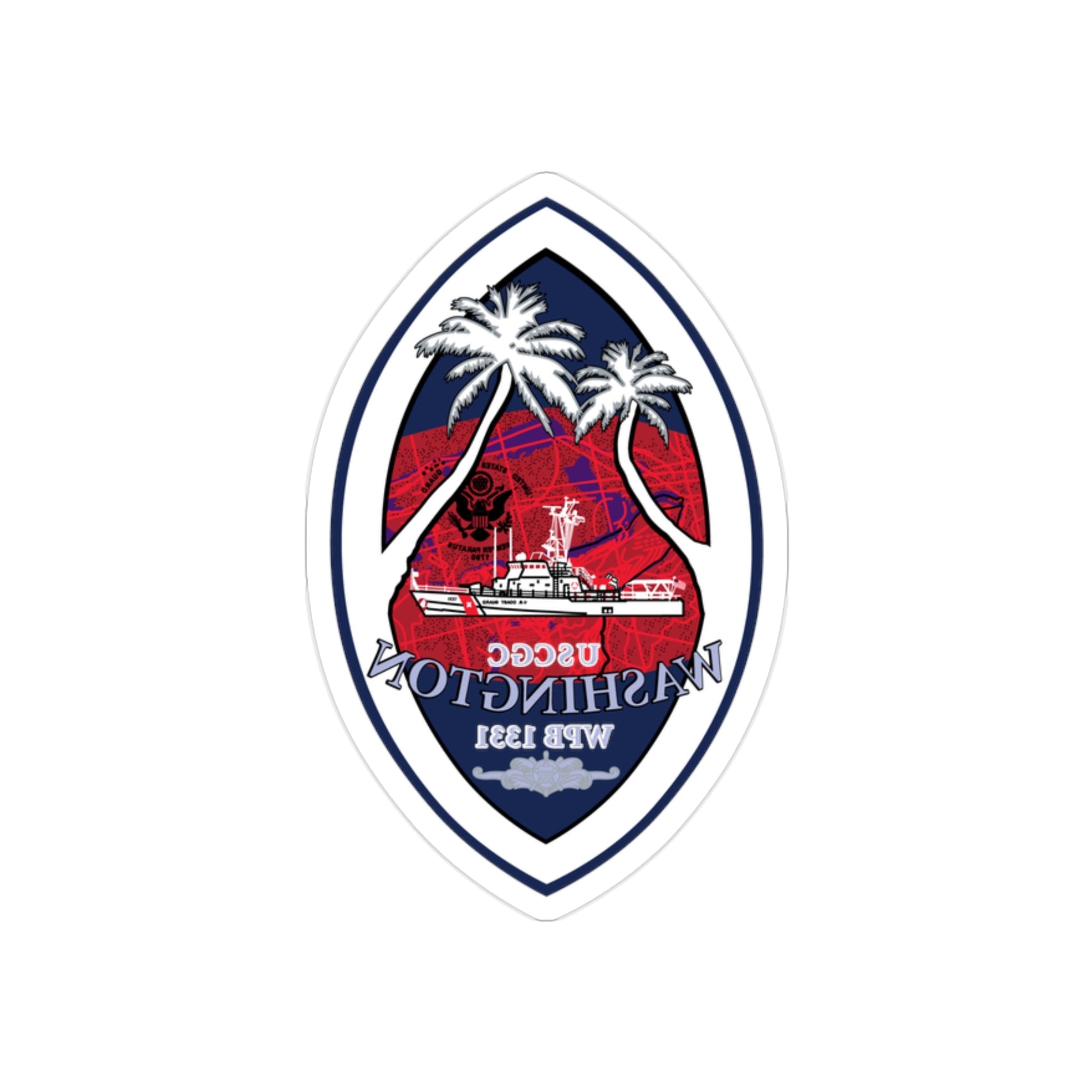 USCG Washington WPB 1331 (U.S. Coast Guard) REVERSE PRINT Transparent STICKER-2" × 2"-The Sticker Space