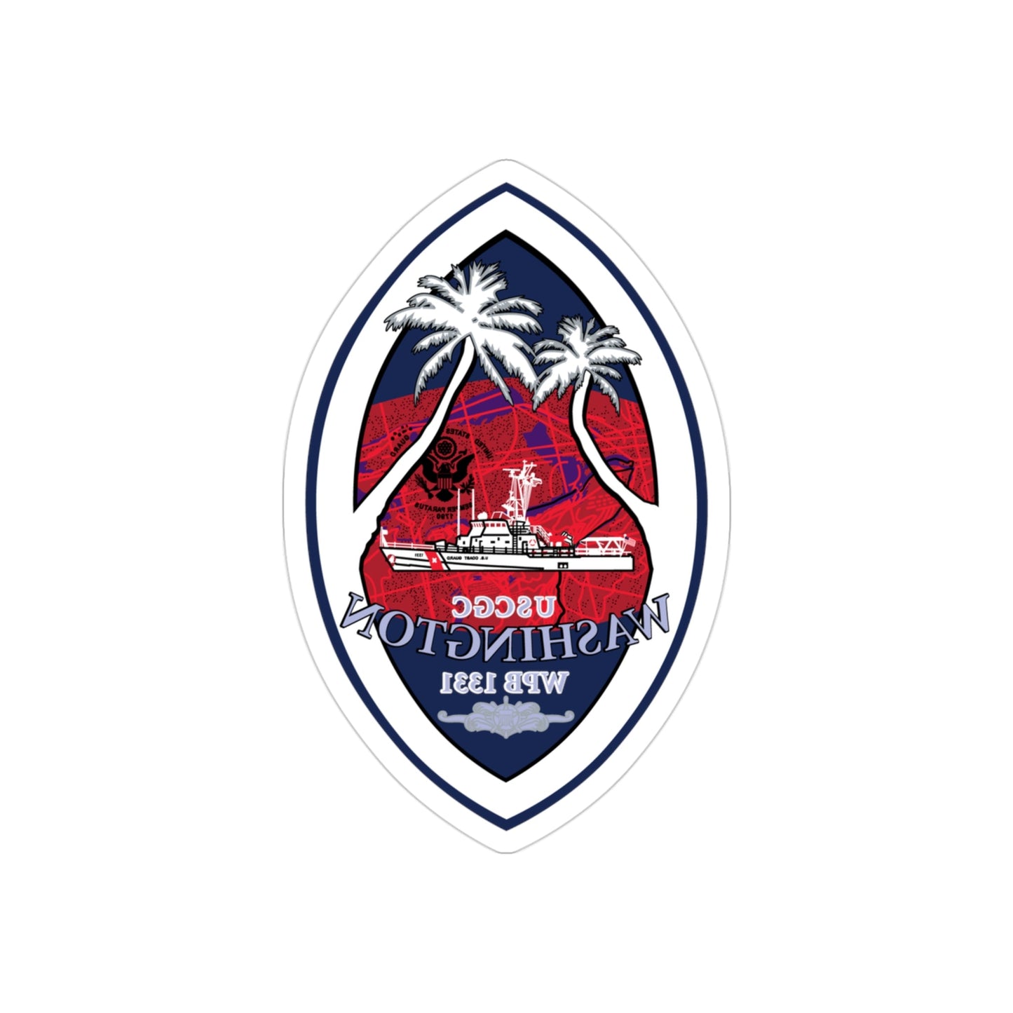 USCG Washington WPB 1331 (U.S. Coast Guard) REVERSE PRINT Transparent STICKER-3" × 3"-The Sticker Space