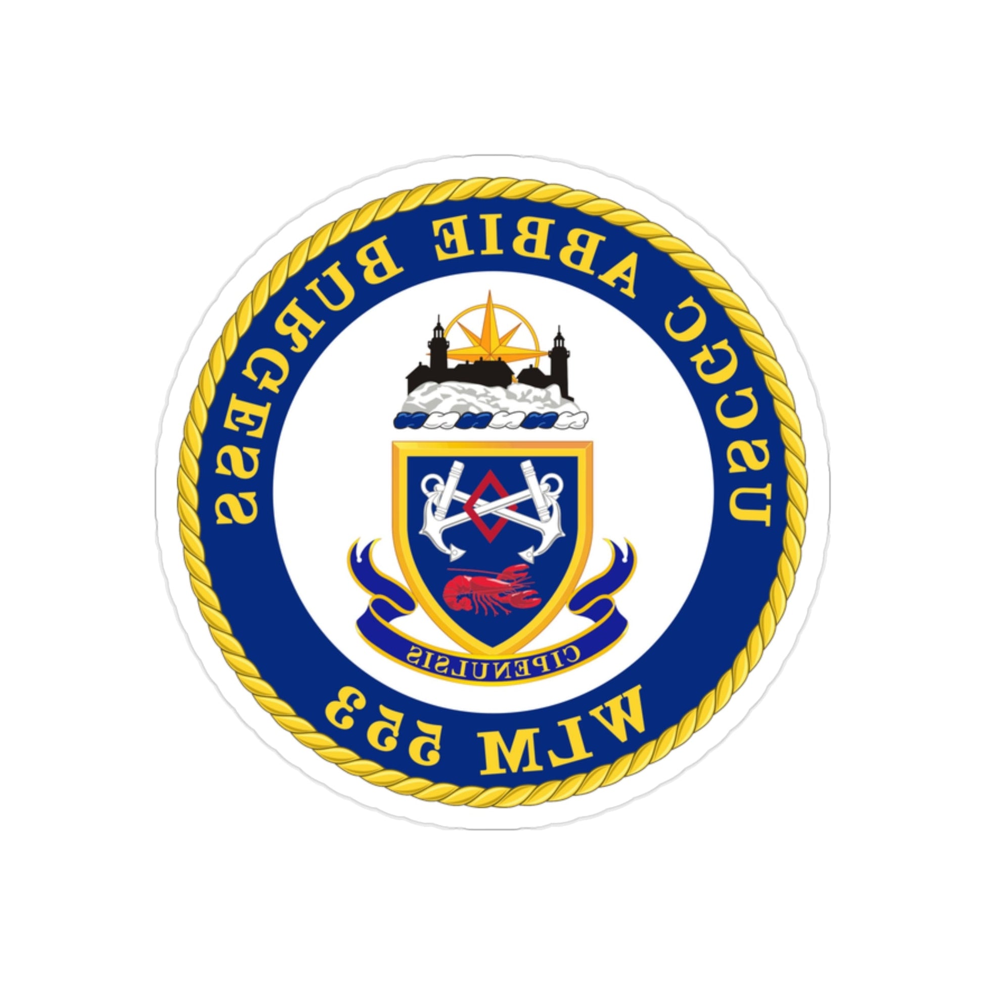 USCGC Abbie Burgess WLM 553 (U.S. Coast Guard) REVERSE PRINT Transparent STICKER-2" × 2"-The Sticker Space