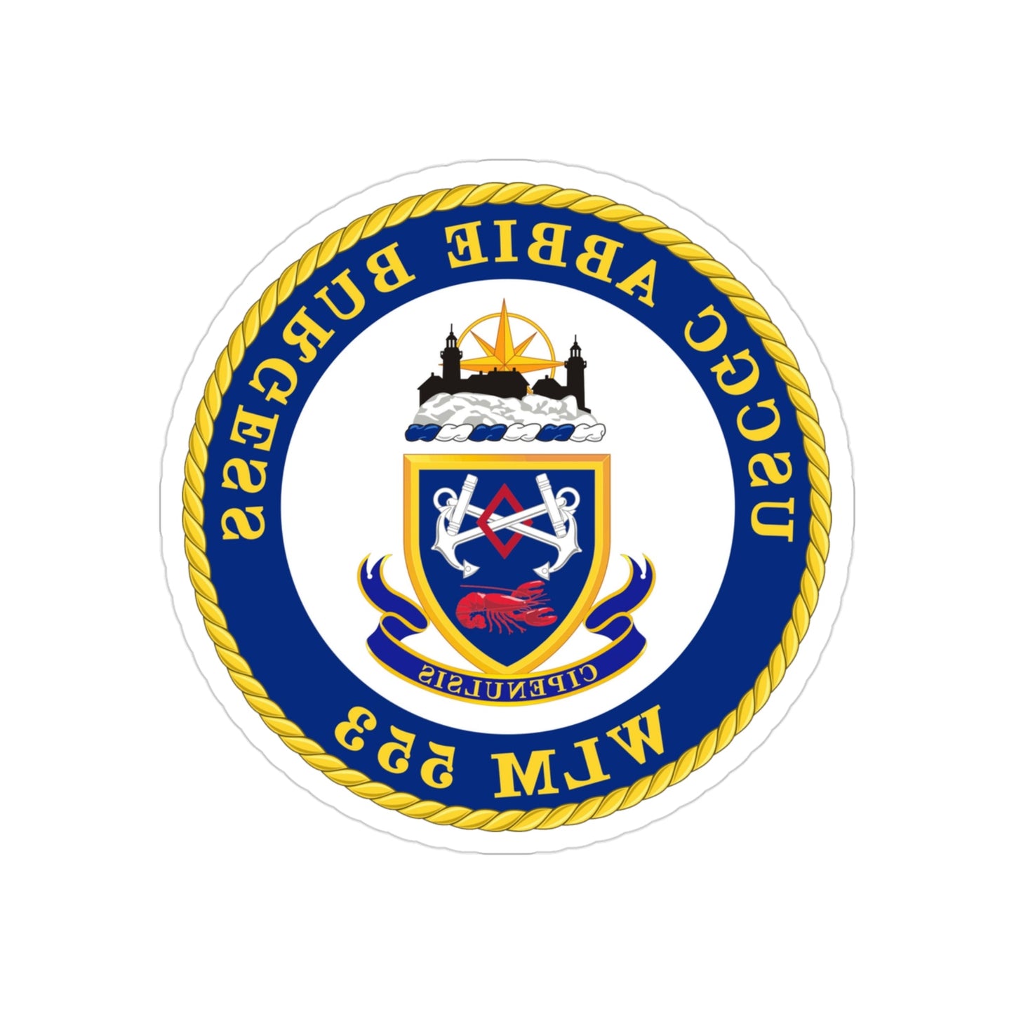 USCGC Abbie Burgess WLM 553 (U.S. Coast Guard) REVERSE PRINT Transparent STICKER-3" × 3"-The Sticker Space