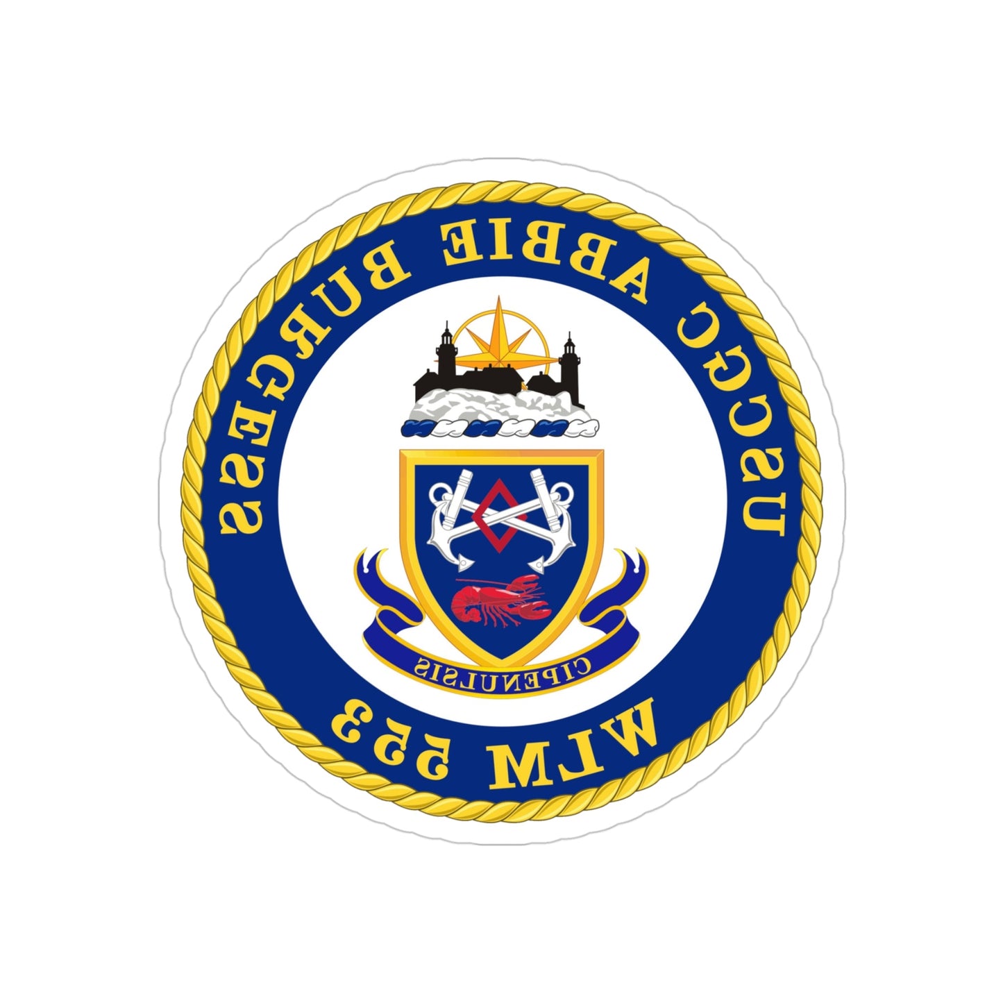 USCGC Abbie Burgess WLM 553 (U.S. Coast Guard) REVERSE PRINT Transparent STICKER-4" × 4"-The Sticker Space