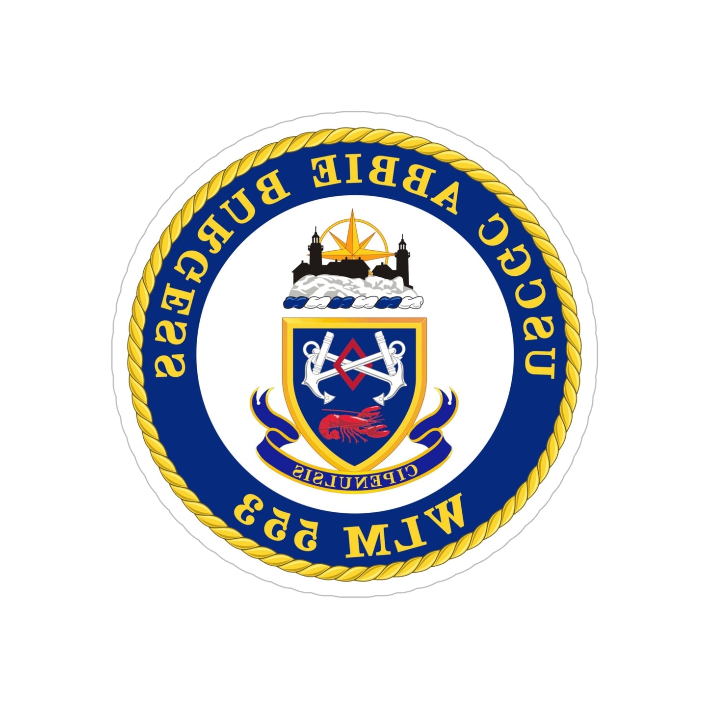 USCGC Abbie Burgess WLM 553 (U.S. Coast Guard) REVERSE PRINT Transparent STICKER-6 Inch-The Sticker Space