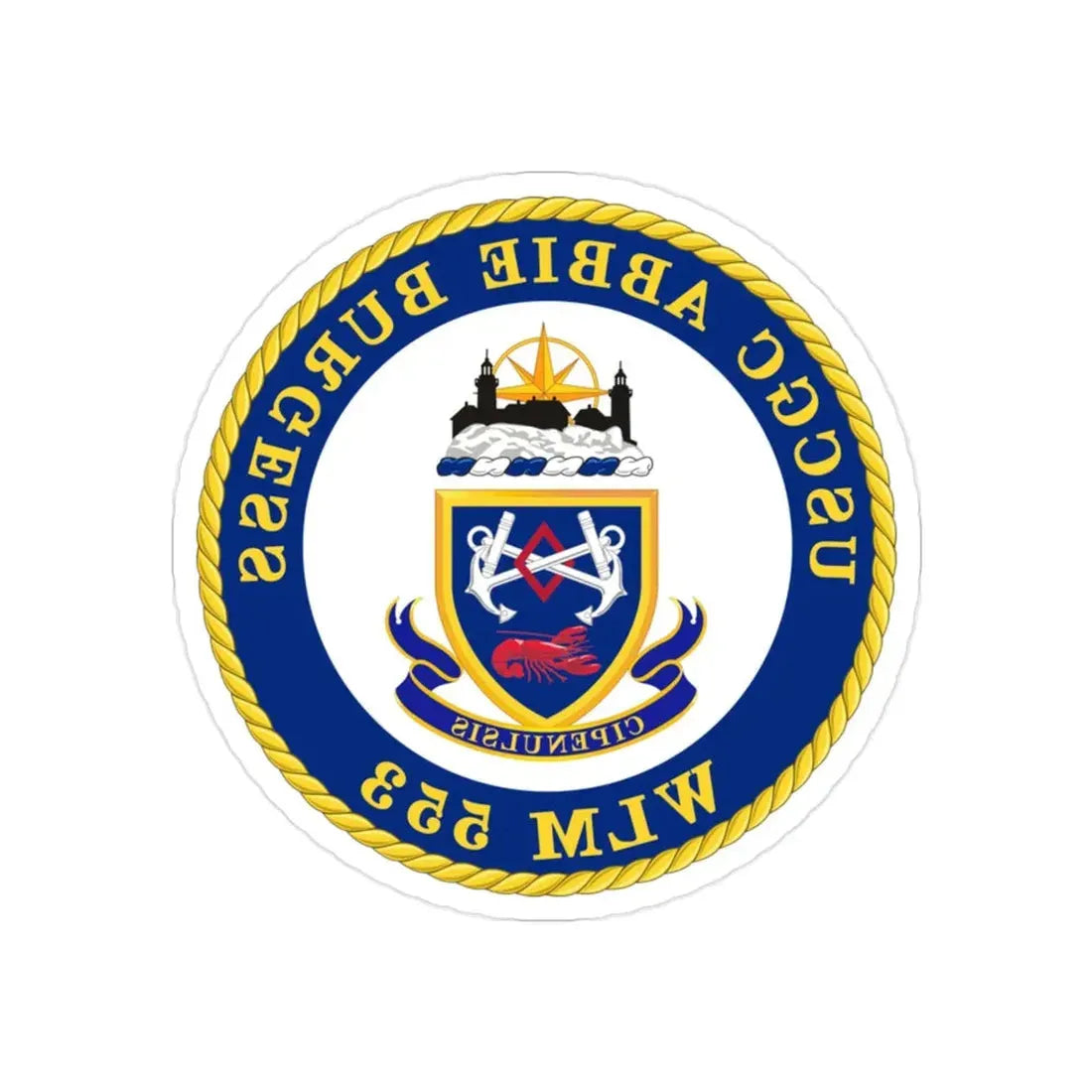 USCGC Abbie Burgess WLM 553 (U.S. Coast Guard) REVERSE PRINT Transparent Die-Cut STICKER 2 Inch Die-Cut Transparent - The Sticker Space