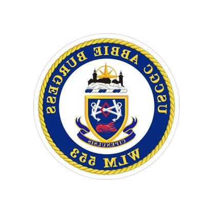 USCGC Abbie Burgess WLM 553 (U.S. Coast Guard) REVERSE PRINT Transparent Die-Cut STICKER 3 Inch Die-Cut Transparent - The Sticker Space