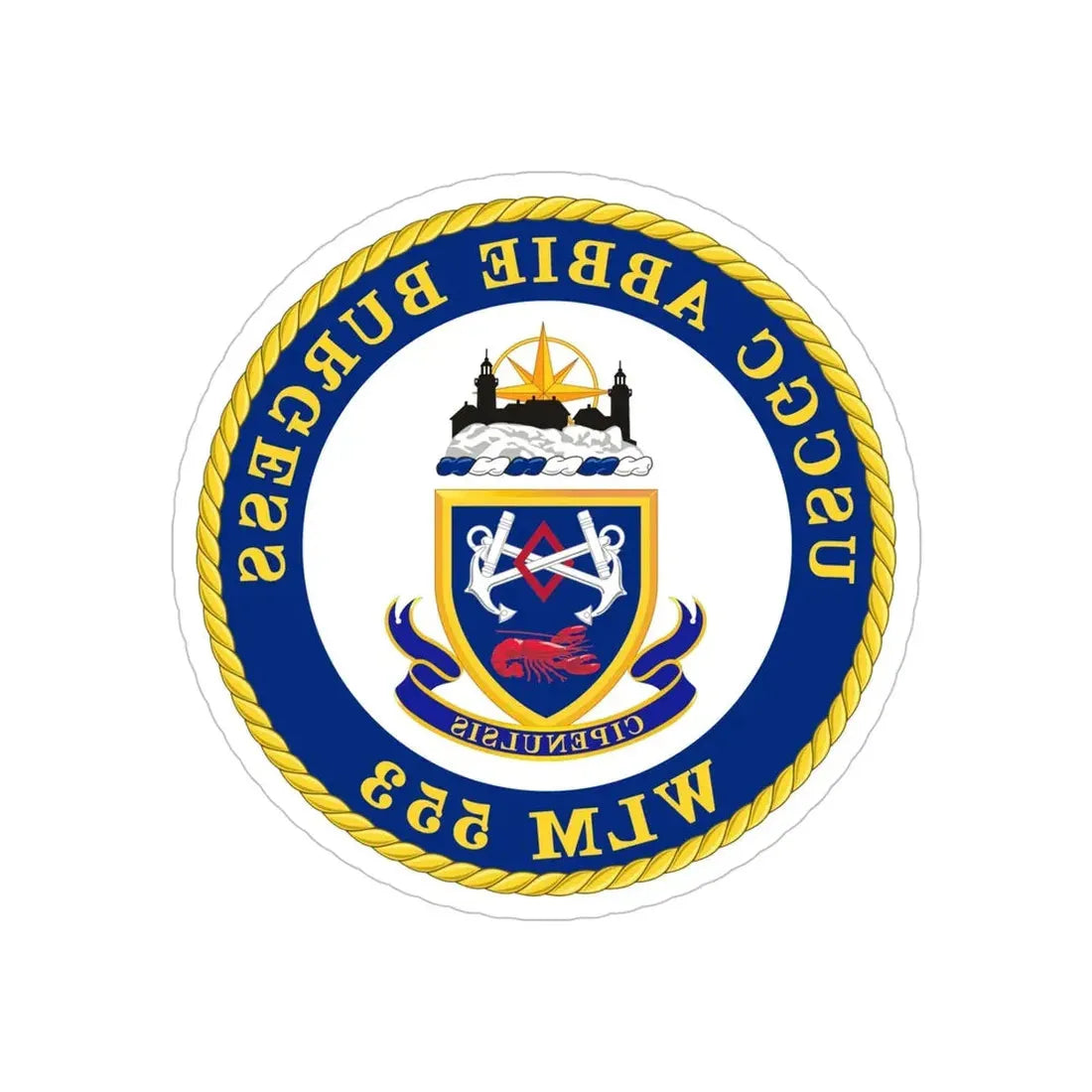 USCGC Abbie Burgess WLM 553 (U.S. Coast Guard) REVERSE PRINT Transparent Die-Cut STICKER 5 Inch Die-Cut Transparent - The Sticker Space