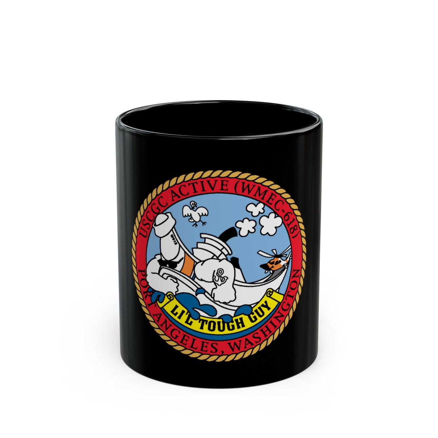 USCGC Active WMEC 618 Little Tough Guy (U.S. Coast Guard) Black Coffee Mug-11oz-The Sticker Space