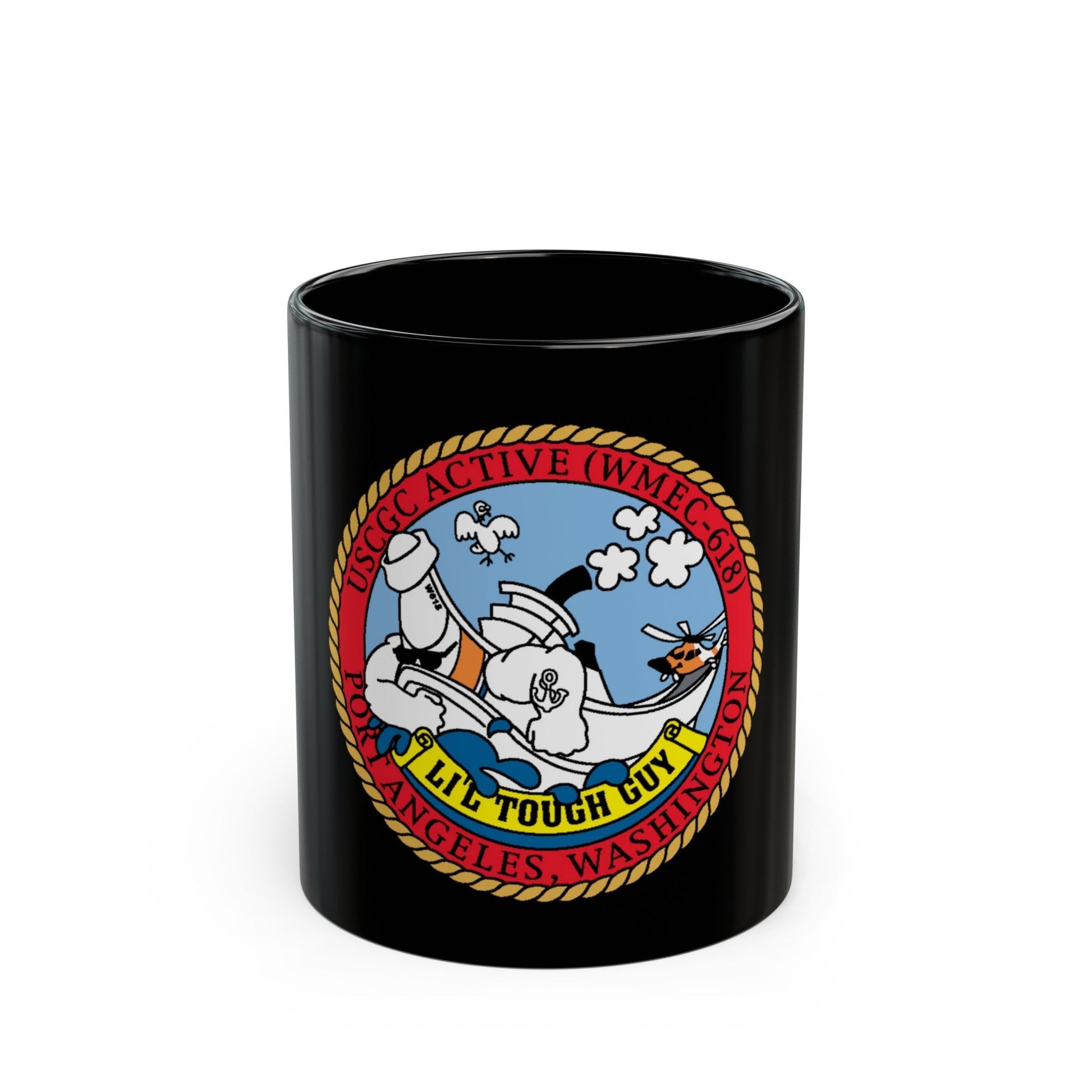 USCGC Active WMEC 618 Little Tough Guy (U.S. Coast Guard) Black Coffee Mug-11oz-The Sticker Space