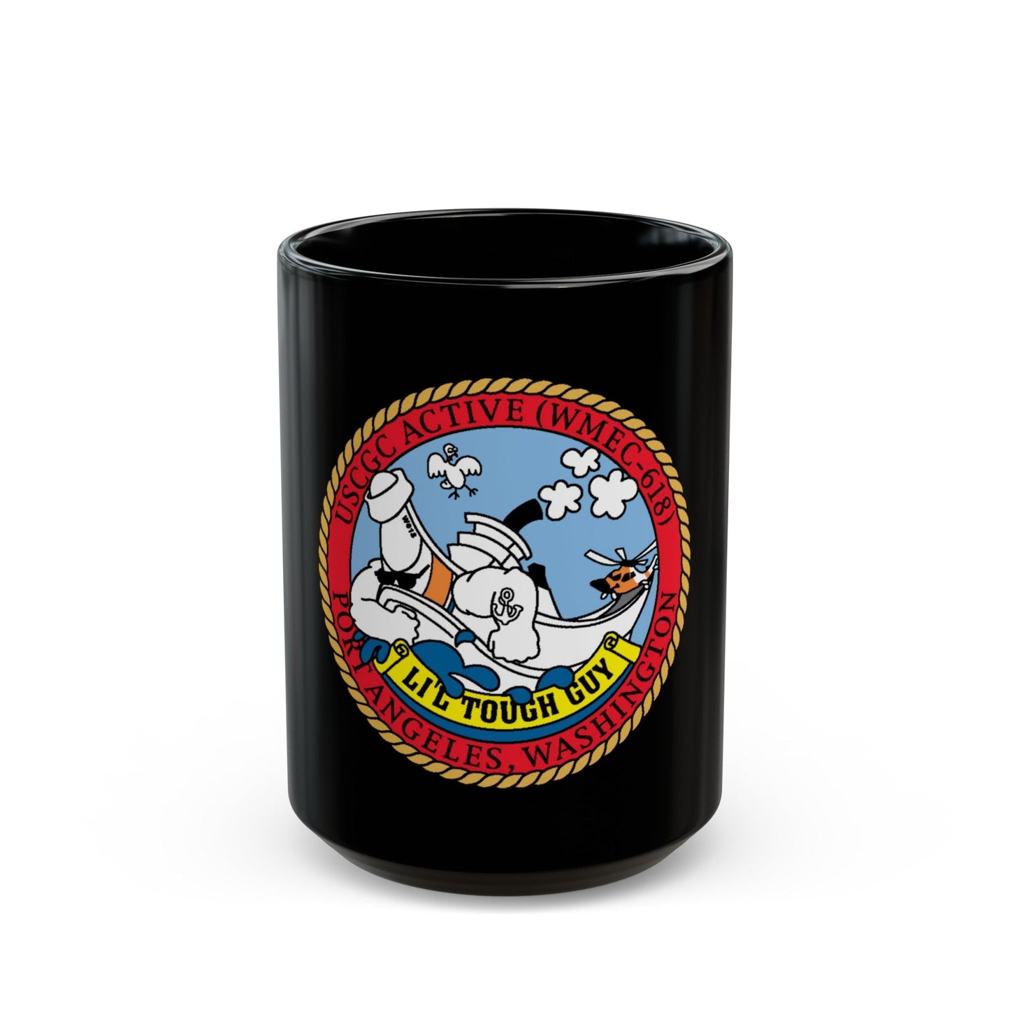 USCGC Active WMEC 618 Little Tough Guy (U.S. Coast Guard) Black Coffee Mug-15oz-The Sticker Space