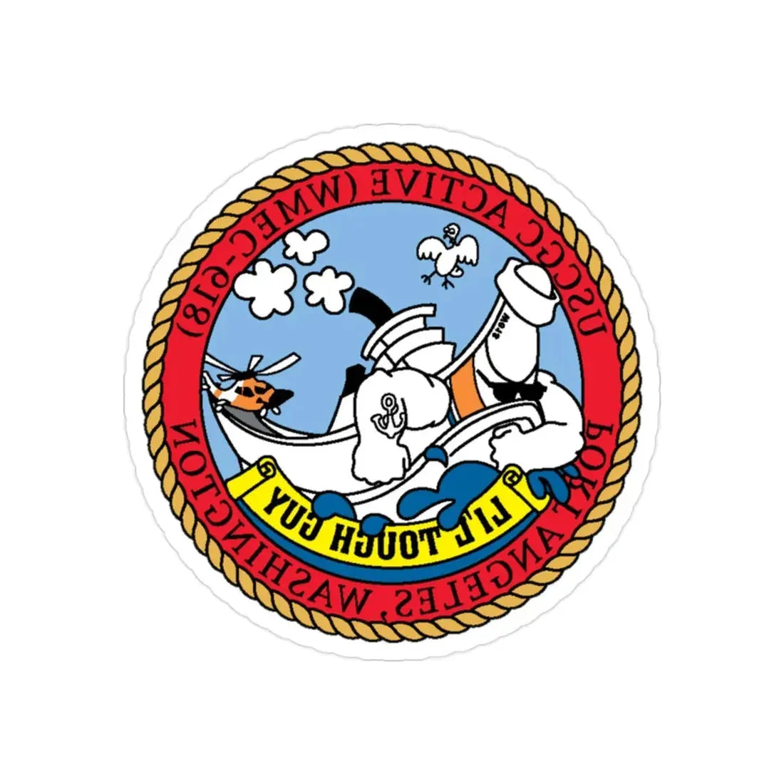 USCGC Active WMEC 618 Little Tough Guy (U.S. Coast Guard) REVERSE PRINT Transparent Die-Cut STICKER 2 Inch Die-Cut Transparent - The Sticker Space