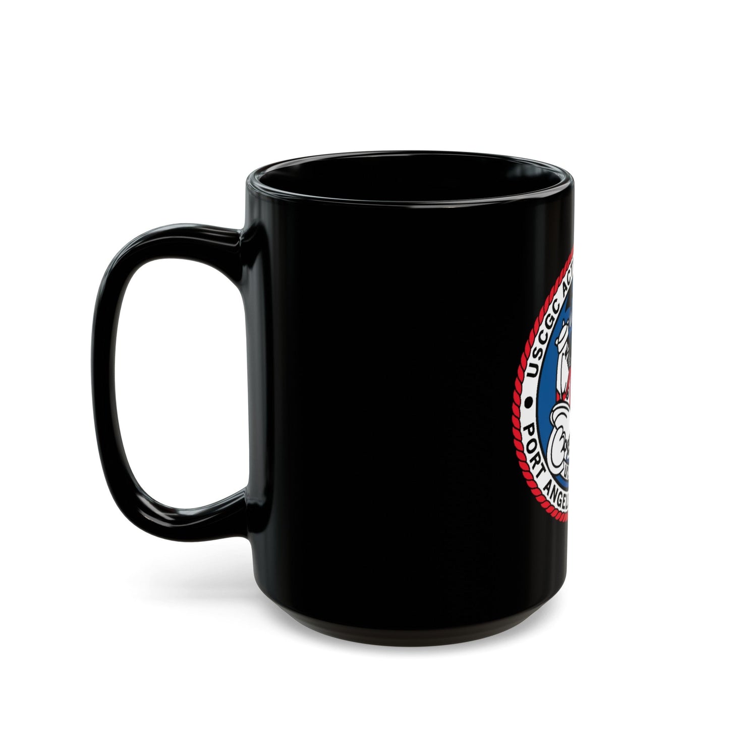 USCGC Active WMEC 618 Port Angeles WA (U.S. Coast Guard) Black Coffee Mug-The Sticker Space